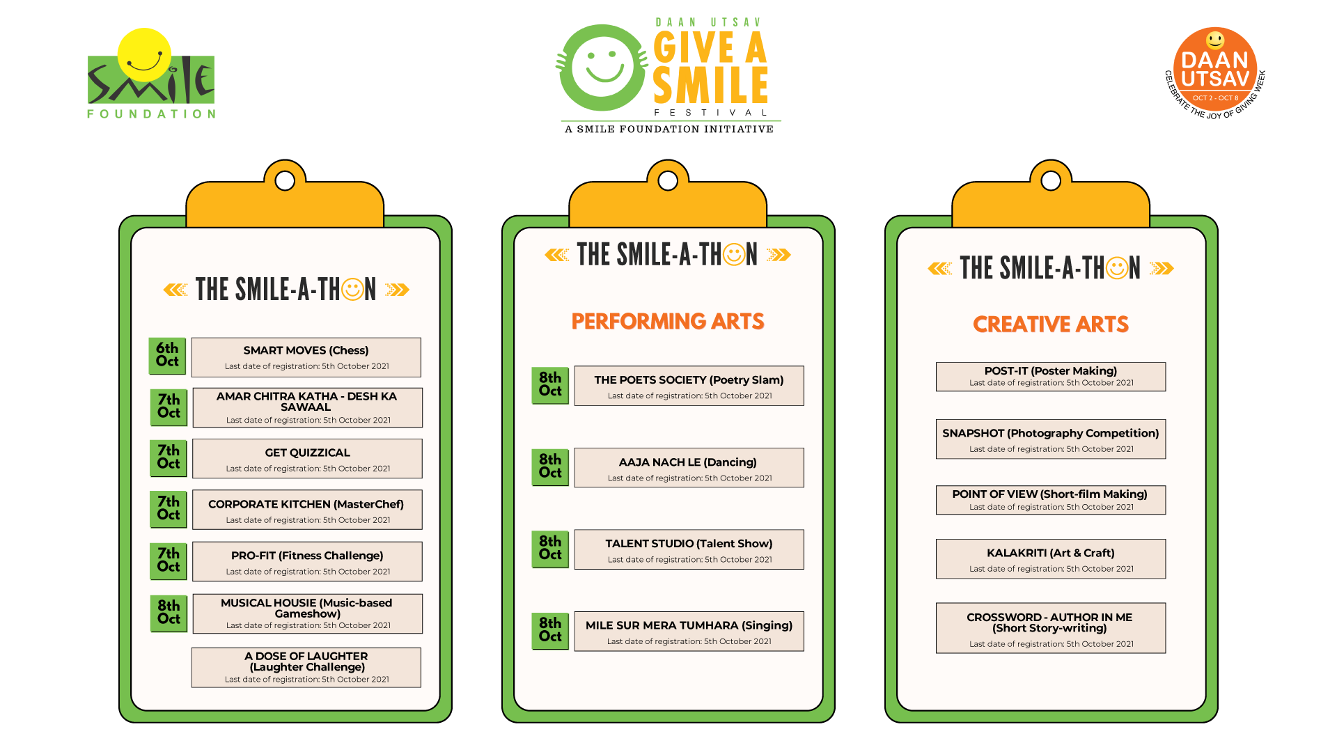 Smile_A_Thon Schedule
